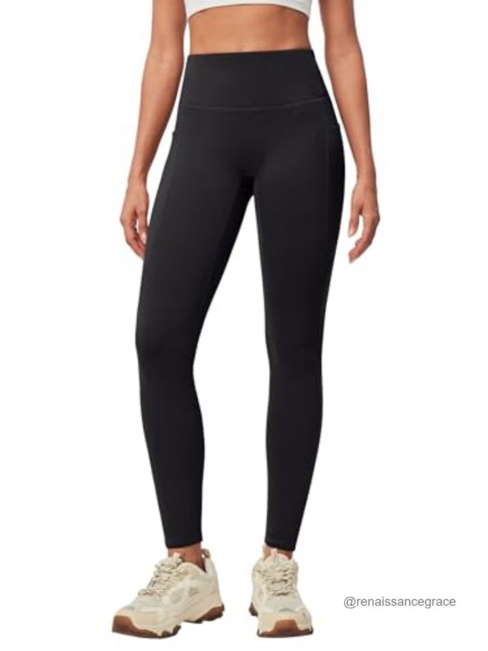 Fleece Lined Leggings with Pockets High Waisted Thermal Yoga Pants